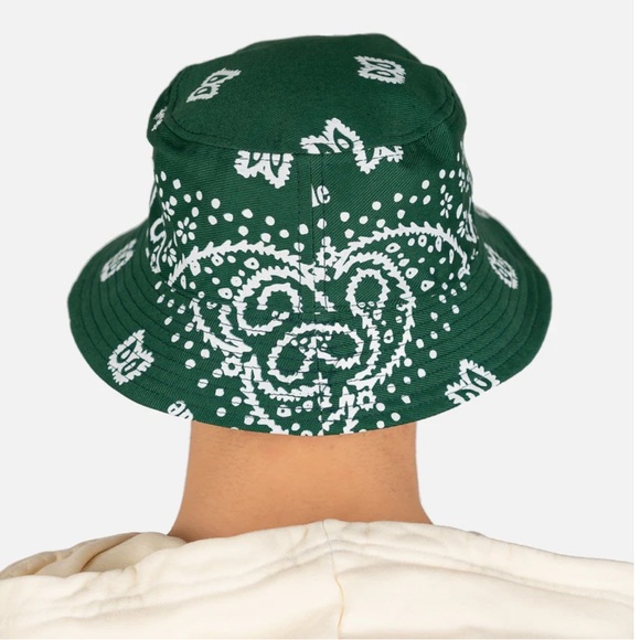 Rhude Green and White Paisley Bucket Hat
